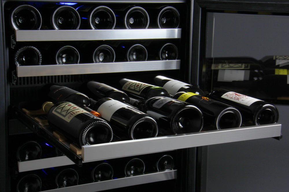 47" Wide FlexCount II Tru-Vino 112 Bottle Four Zone Stainless Steel Side-by-Side Wine Refrigerator - Allavino 2X-VSWR56-2S20 - Allavino - Wine Fridge Pros