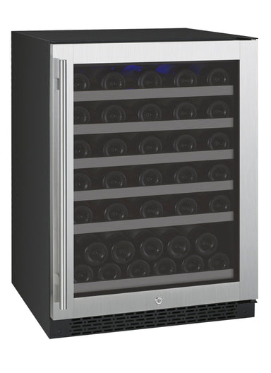 24" Wide FlexCount II Tru-Vino 56 Bottle Single Zone Stainless Steel Right Hinge Wine Refrigerator - Allavino VSWR56-1SR20 - Allavino - Wine Fridge Pros