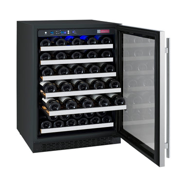 24" Wide FlexCount II Tru-Vino 56 Bottle Single Zone Stainless Steel Right Hinge Wine Refrigerator - Allavino VSWR56-1SR20 - Allavino - Wine Fridge Pros