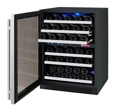24" Wide FlexCount II Tru-Vino 56 Bottle Dual Zone Stainless Steel Left Hinge Wine Refrigerator - Allavino VSWR56-2SL20 - Allavino - Wine Fridge Pros
