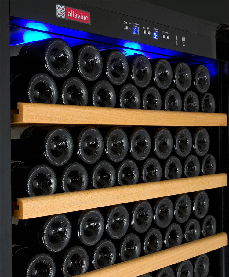 63" Wide Vite II Tru-Vino 554 Bottle Dual Zone Black Side-by-Side Wine Refrigerator - Allavino 2X-YHWR305-1B20 - Allavino - Wine Fridge Pros