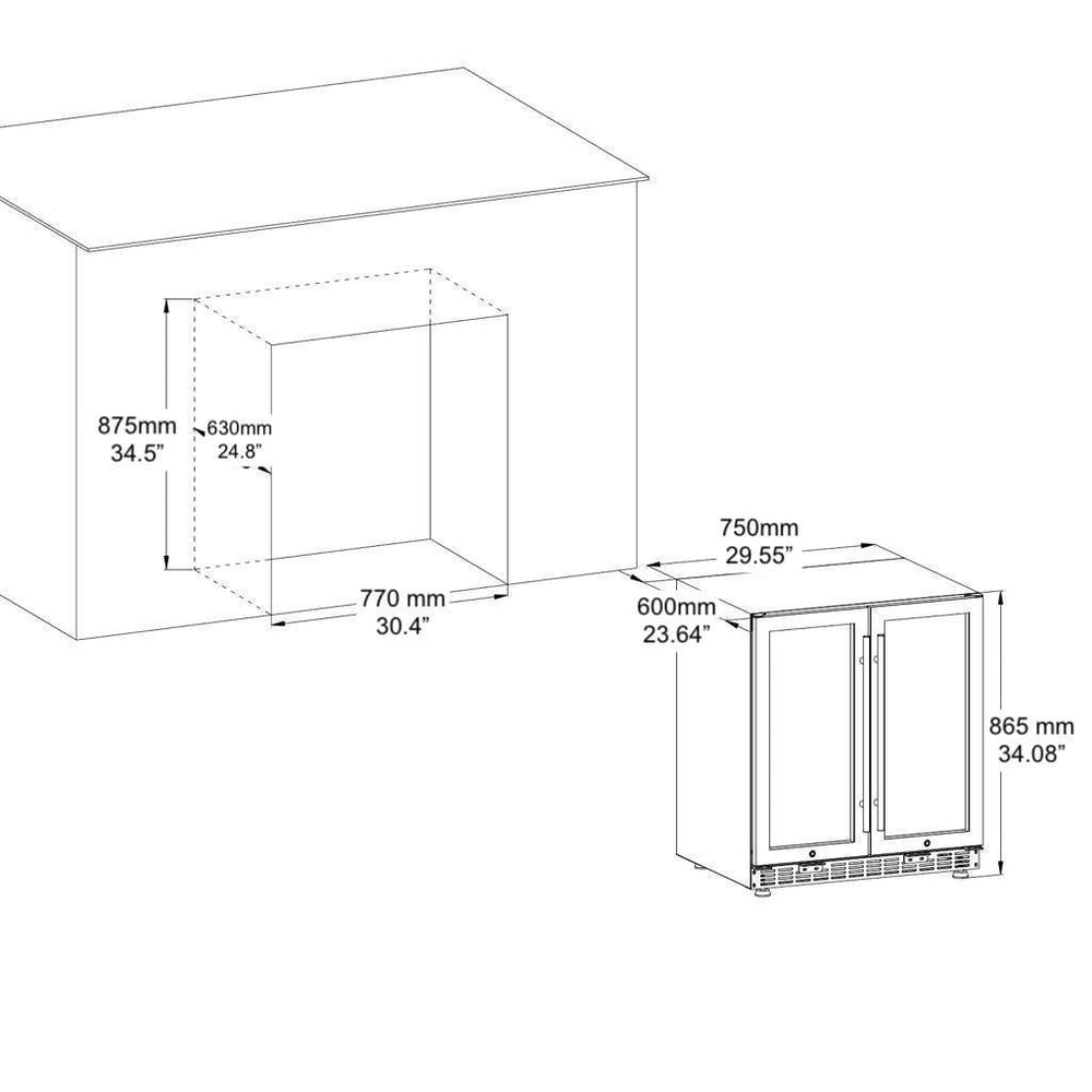 36 Beer and Wine Cooler Combination with Low-E Glass Door