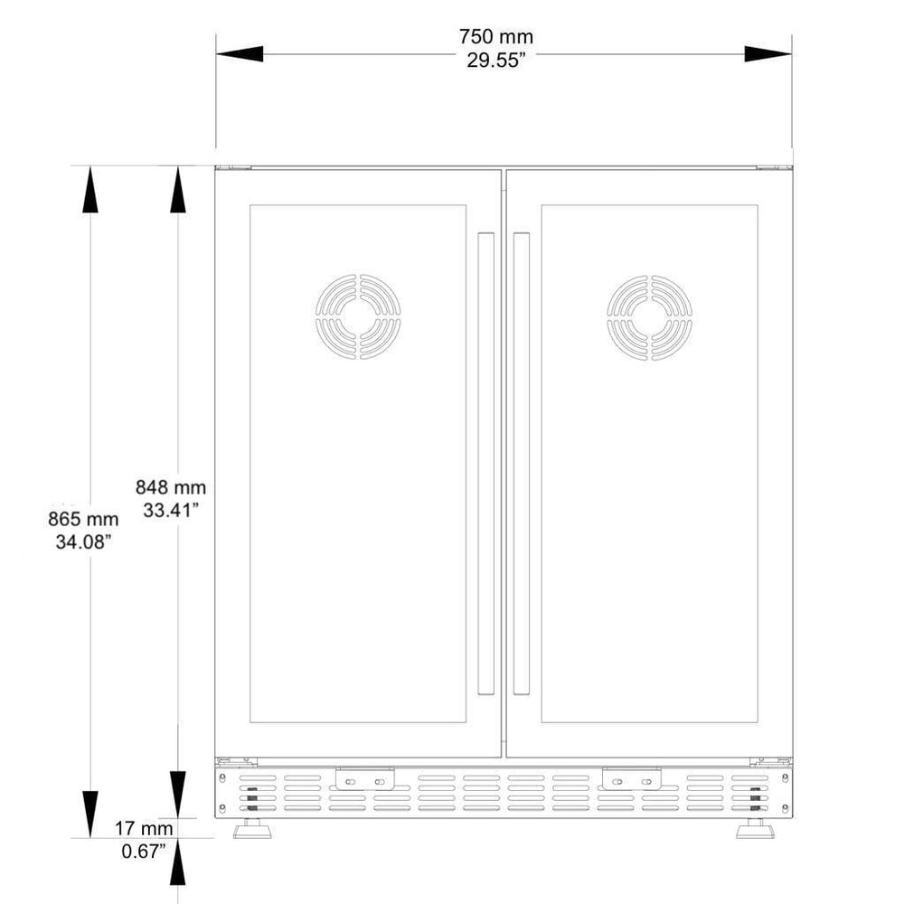 36 Beer and Wine Cooler Combination with Low-E Glass Door