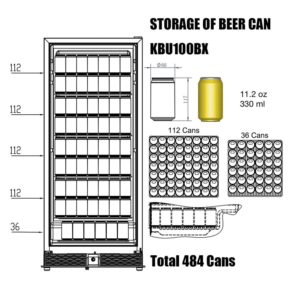 56" Upright Wine And Beverage Refrigerator Combo With Glass Door - KingsBottle KBU100BW2 - KingsBottle - Wine Fridge Pros