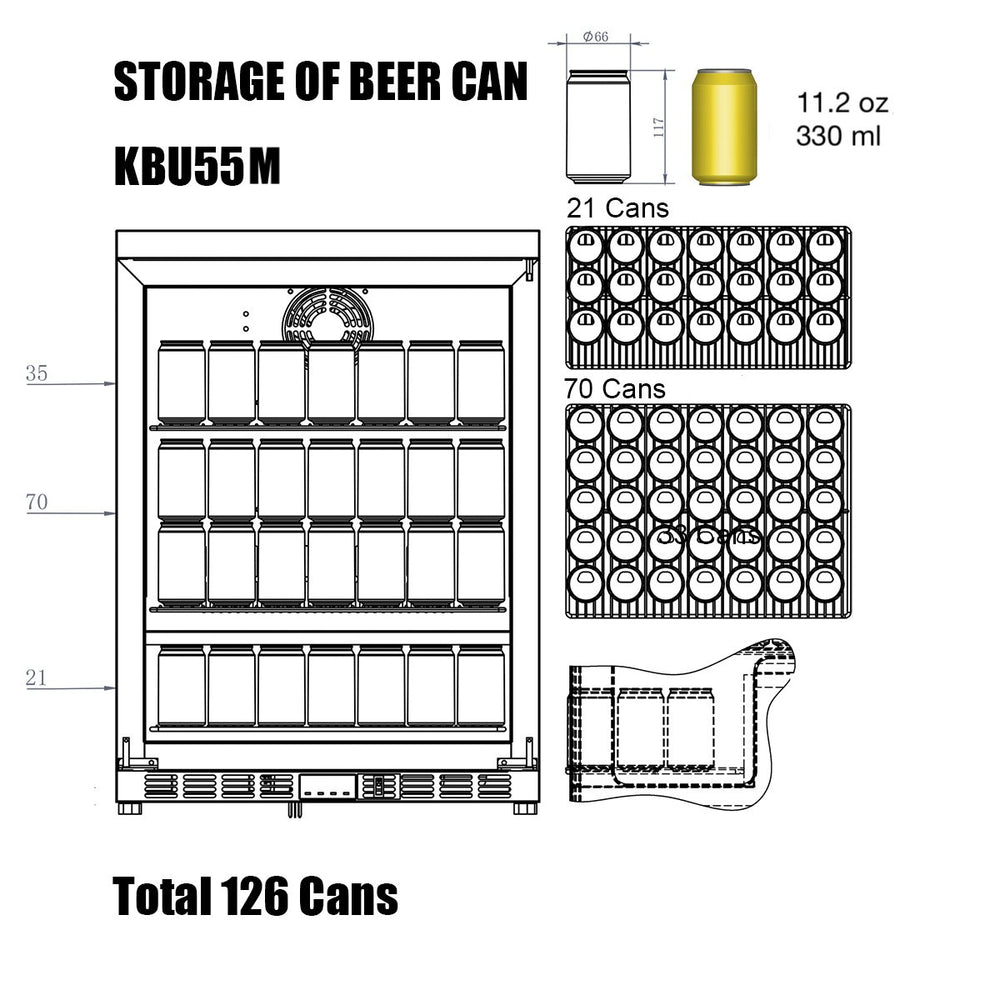 24 Inch Outdoor Beer Fridge Cooler Stainless Steel - KingsBottle KBU55ASD - KingsBottle - Wine Fridge Pros