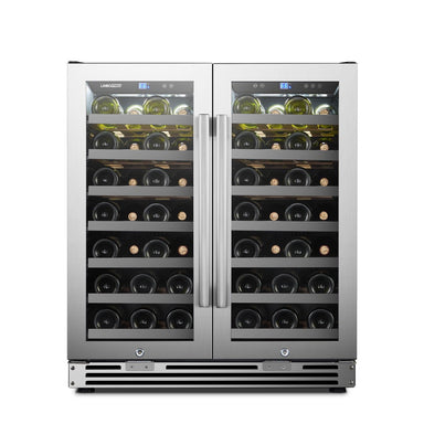 62 BOTTLE DUAL DOOR WINE COOLER - LANBOPRO LP66D - Lanbo Appliances - Wine Fridge Pros