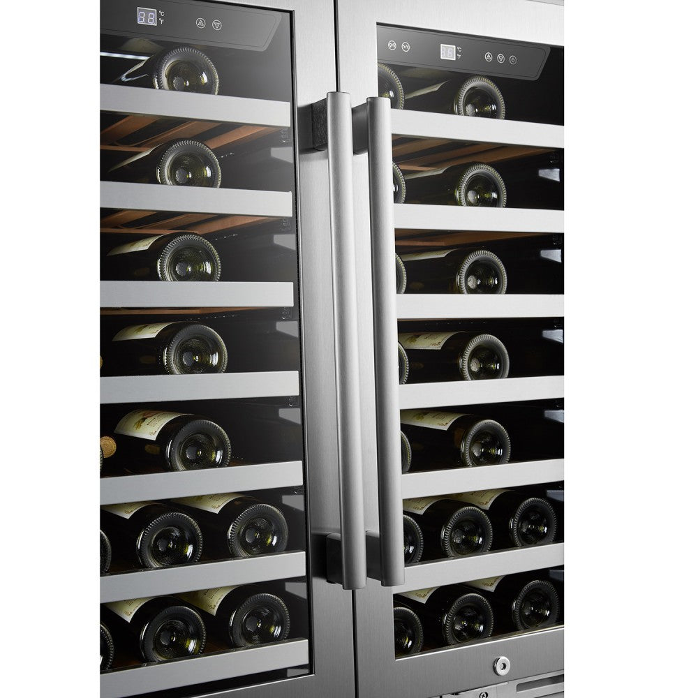 62 BOTTLE DUAL DOOR WINE COOLER - LANBOPRO LP66D - Lanbo Appliances - Wine Fridge Pros