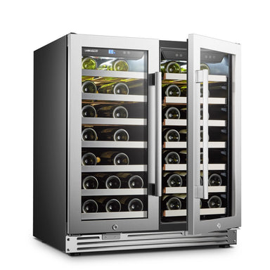 62 BOTTLE DUAL DOOR WINE COOLER - LANBOPRO LP66D - Lanbo Appliances - Wine Fridge Pros