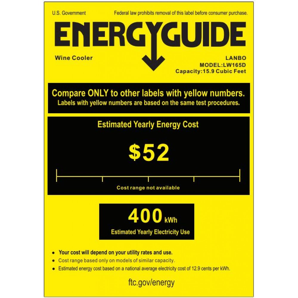 Lanbo LW165D Dual Zone (Built In or Freestanding) Compressor Wine Cooler,  160 Bottle Capacity 