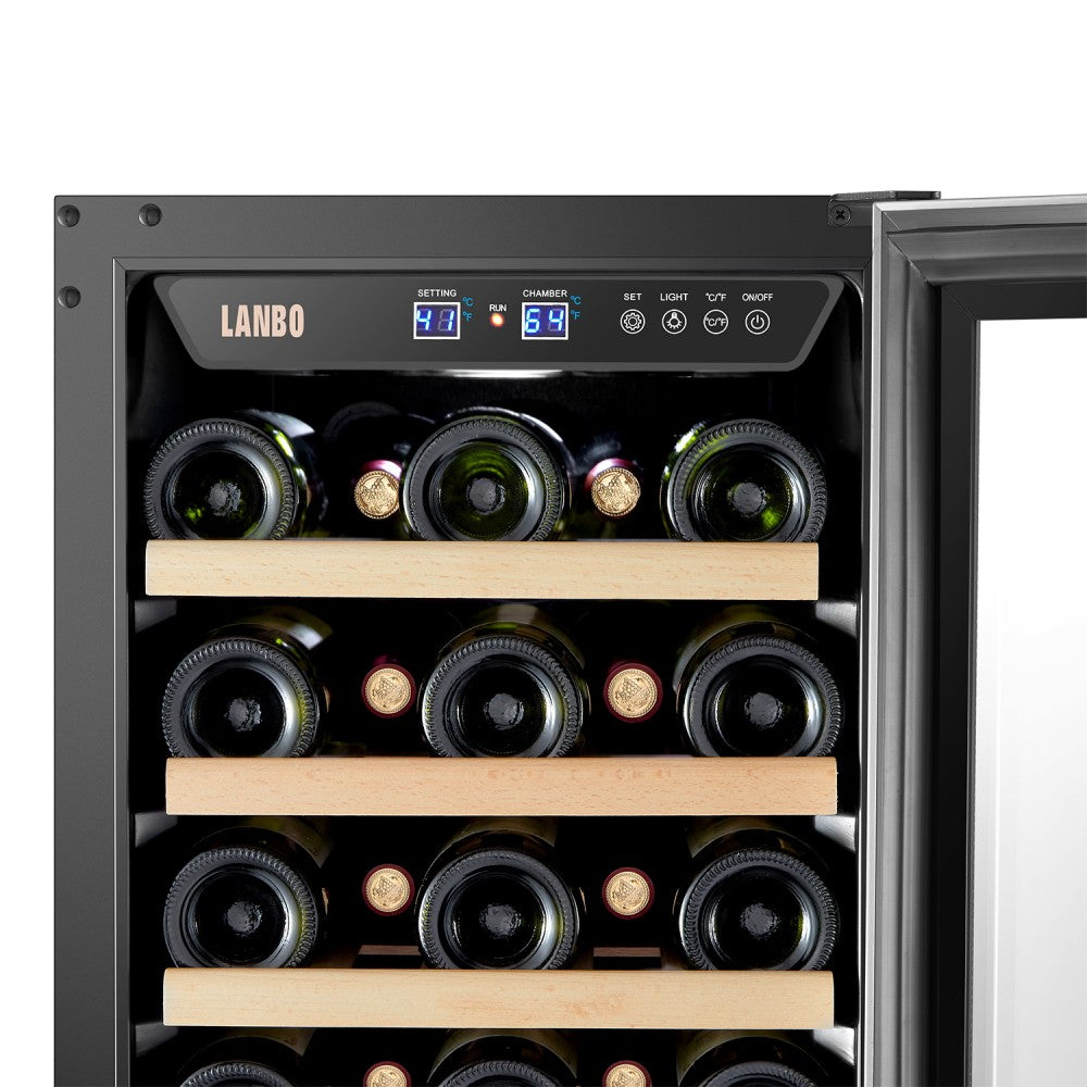 33 BOTTLE SINGLE ZONE WINE COOLER - LANBO LW33S - Lanbo Appliances - Wine Fridge Pros
