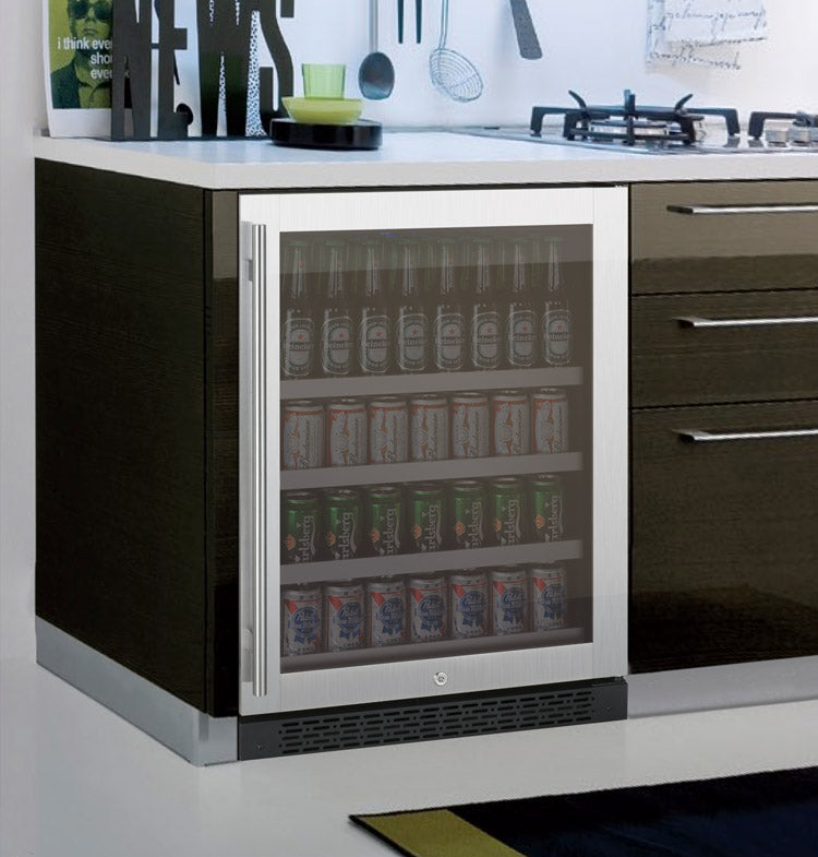 24" Wide FlexCount II Tru-Vino Stainless Steel Left Hinge Beverage Center - Allavino VSBC24-SL20 - Allavino - Wine Fridge Pros