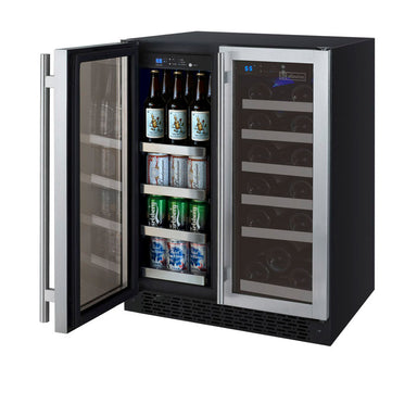 24" Wide FlexCount II Tru-Vino 18 Bottle/66 Cans Dual Zone Stainless Steel Wine Refrigerator/Beverage Center - Allavino VSWB-2SF20 - Allavino - Wine Fridge Pros