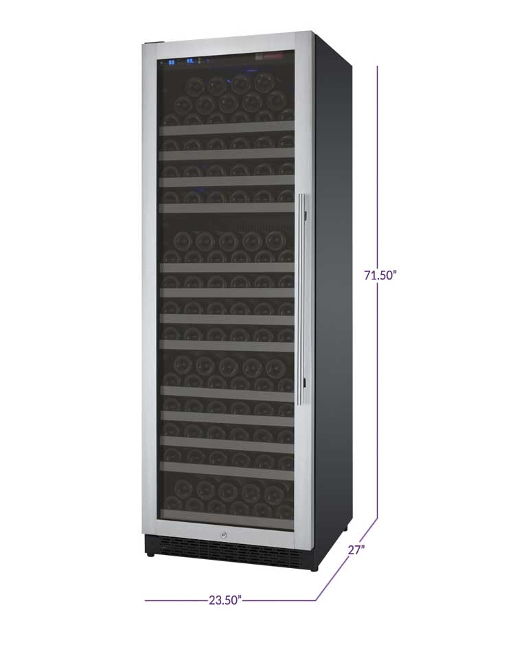 24" Wide FlexCount II Tru-Vino 177 Bottle Single Zone Stainless Steel Left Hinge Wine Refrigerator - Allavino VSWR177-1SL20 - Allavino - Wine Fridge Pros