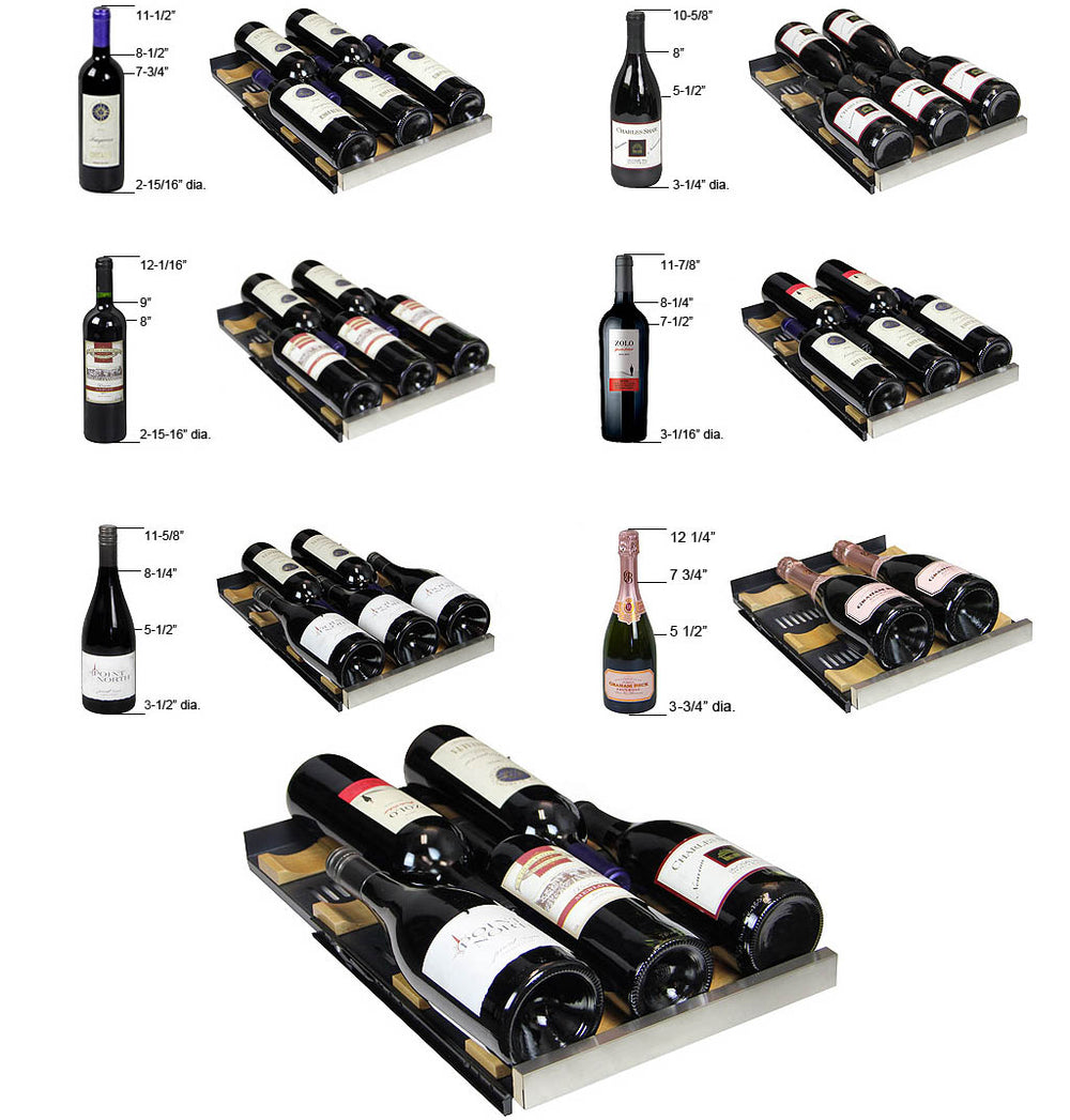 15" Wide FlexCount II Tru-Vino 30 Bottle Single Zone Black Wine Refrigerator - Allavino VSWR30-1BR20 - Allavino - Wine Fridge Pros