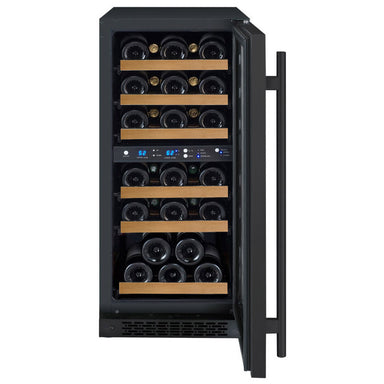 15" Wide FlexCount II Tru-Vino 30 Bottle Dual Zone Black Wine Refrigerator - Allavino VSWR30-2BR20 - Allavino - Wine Fridge Pros