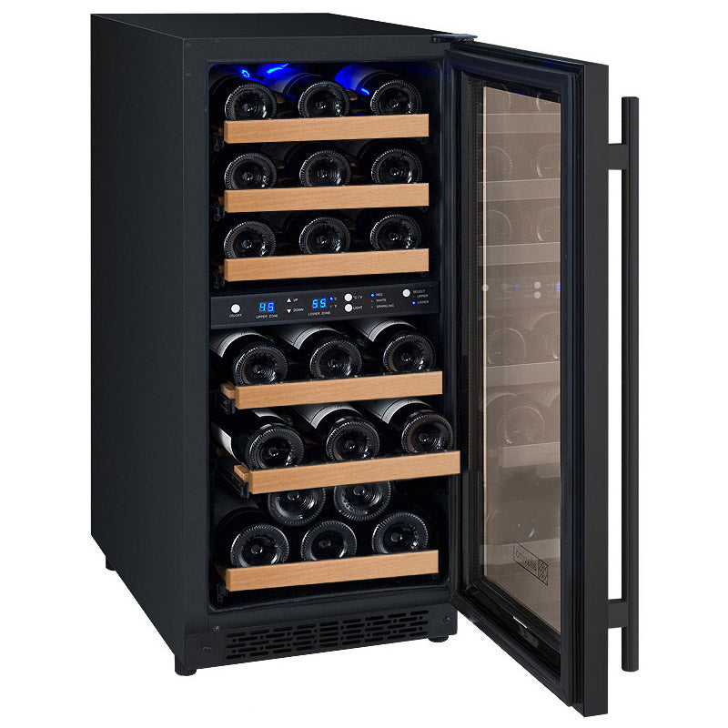 15" Wide FlexCount II Tru-Vino 30 Bottle Dual Zone Black Wine Refrigerator - Allavino VSWR30-2BR20 - Allavino - Wine Fridge Pros