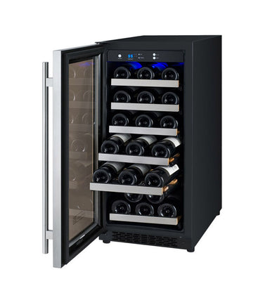 15" Wide FlexCount II Tru-Vino 30 Bottle Single Zone Stainless Steel Left Hinge Wine Refrigerator - Allavino VSWR30-1SL20 - Allavino - Wine Fridge Pros