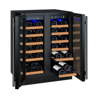 24" Wide FlexCount II Tru-Vino 36 Bottle Dual Zone Black Wine Refrigerator - Allavino VSWR36-2BF20 - Allavino - Wine Fridge Pros