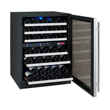 24" Wide FlexCount II Tru-Vino 56 Bottle Dual Zone Stainless Steel Right Hinge Wine Refrigerator - Allavino VSWR56-2SR20 - Allavino - Wine Fridge Pros