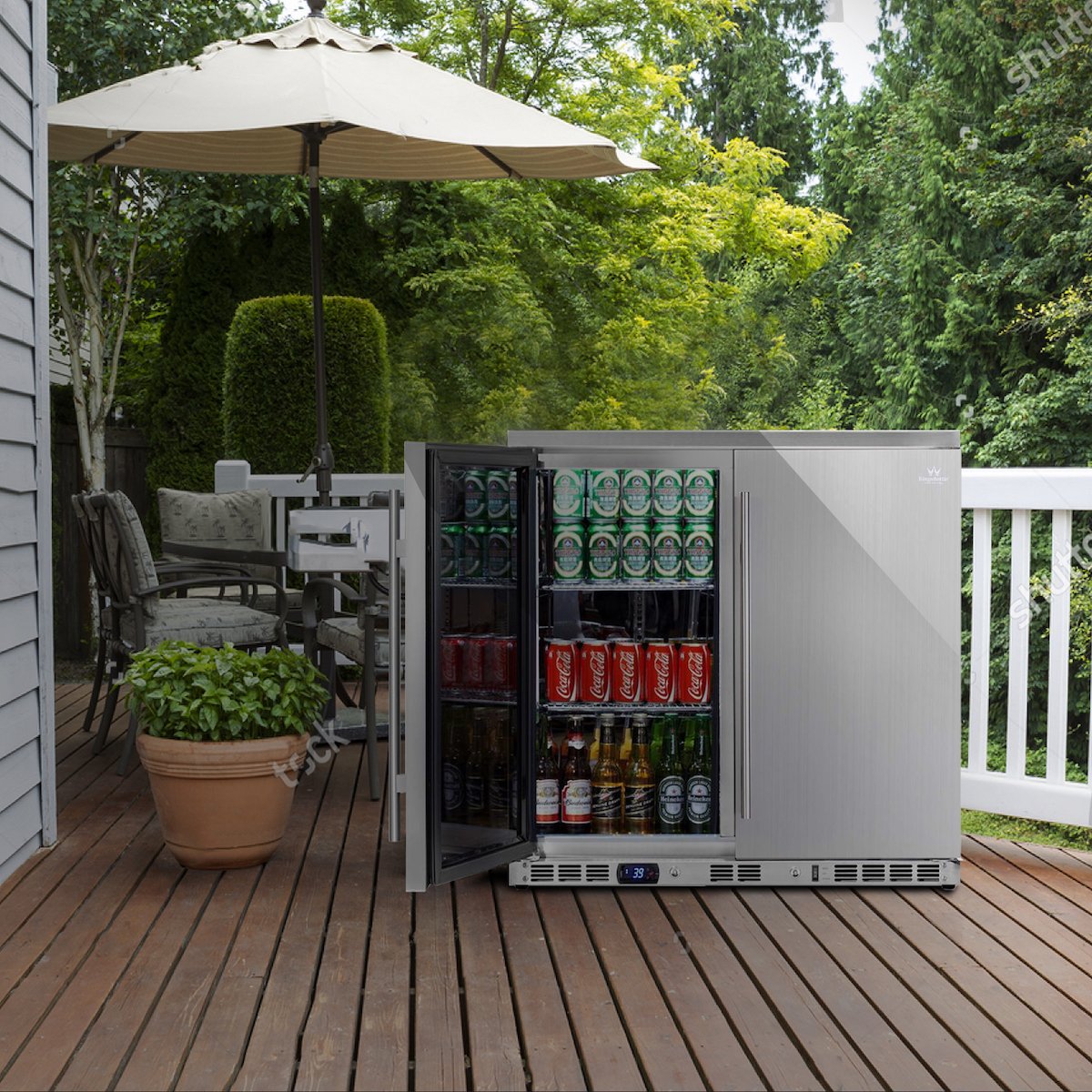 36 Inch Outdoor Beverage Refrigerator 2 Door For Home - KingsBottle KBU56ASD - KingsBottle - Wine Fridge Pros