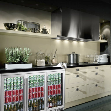 53 Inch Heating Glass 3 Door Large Beverage Refrigerator - KingsBottle KBU328M - KingsBottle - Wine Fridge Pros