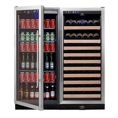 56" Upright Wine And Beverage Refrigerator Combo With Glass Door - KingsBottle KBU100BW2 - KingsBottle - Wine Fridge Pros