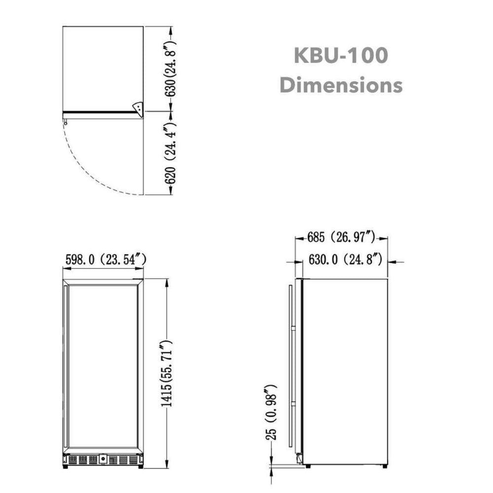 56" Upright Wine And Beverage Refrigerator Combo With Glass Door - KingsBottle KBU100BW2 - KingsBottle - Wine Fridge Pros