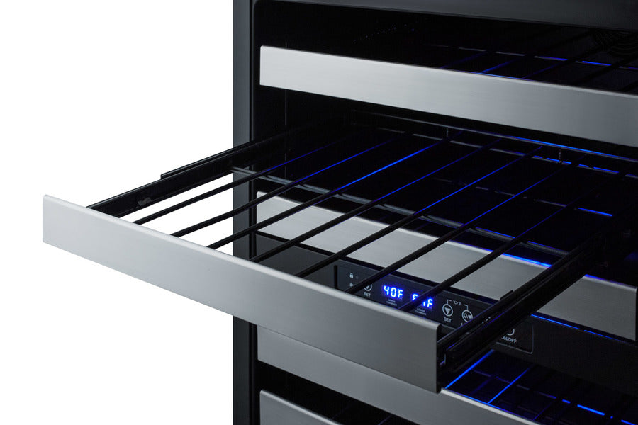 24" Wide Combination Dual-Zone Wine Cellar and 2-Drawer All-Refrigerator - Summit SWCDAR24 - Summit - Wine Fridge Pros