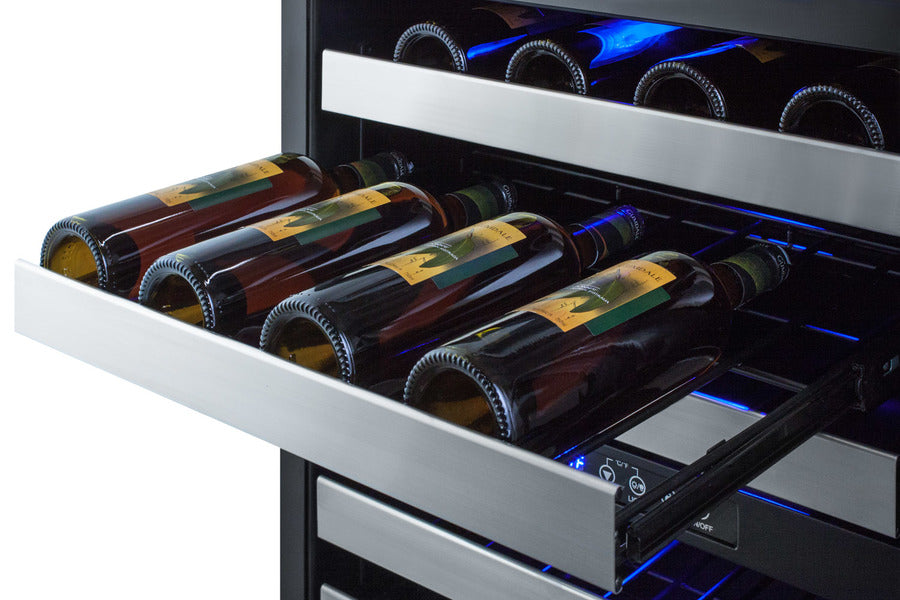 24" Wide Combination Dual-Zone Wine Cellar and 2-Drawer All-Freezer (Panels Not Included) - Summit SWCDAF24PNR - Summit - Wine Fridge Pros