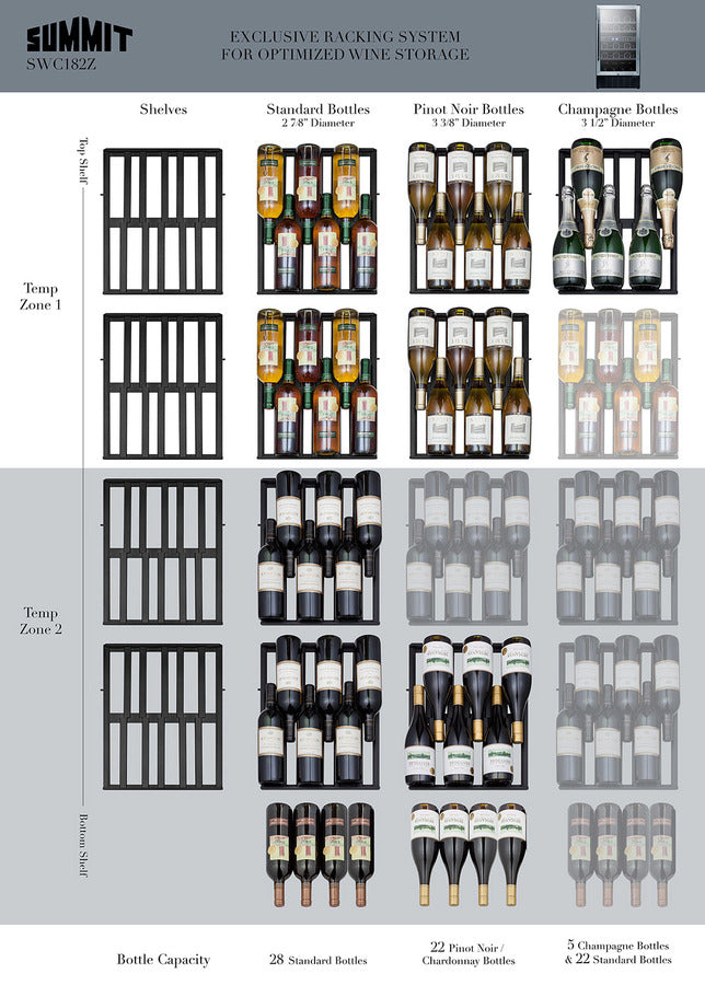 18" Wide Built-In Wine Cellar, ADA Compliant - Summit SWC182ZCSSADA - Summit - Wine Fridge Pros