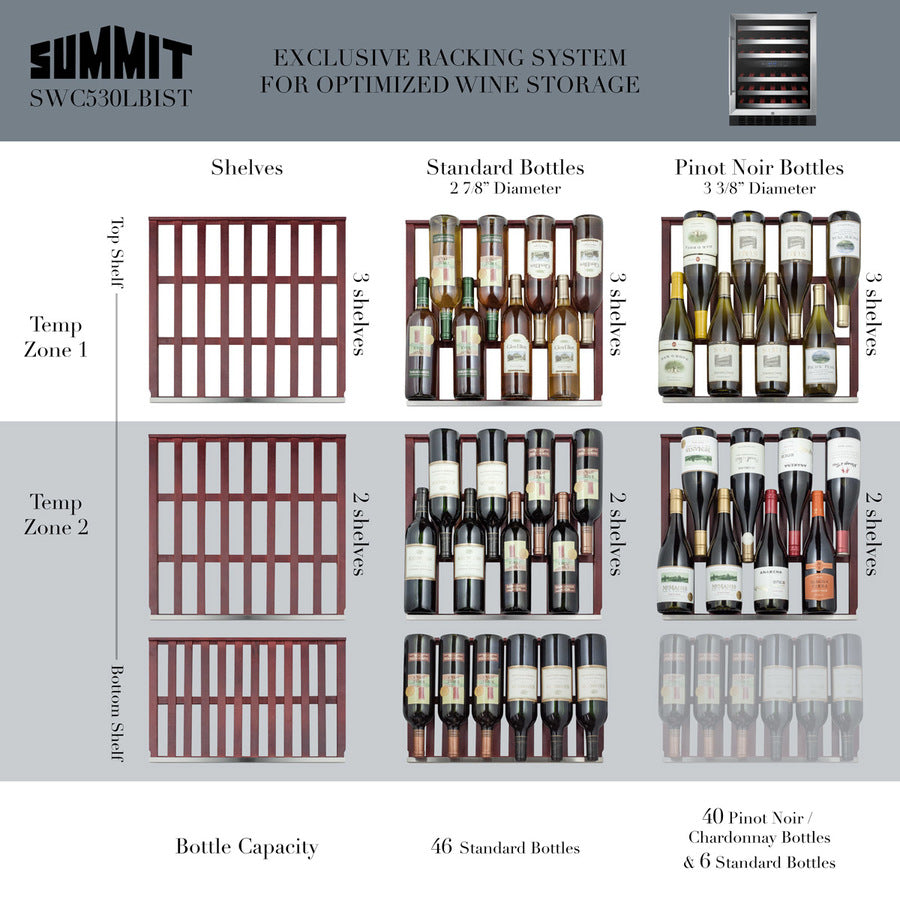 24" Wide Built-In Wine Cellar, ADA Compliant - Summit SWC530BLBISTCSSADA - Summit - Wine Fridge Pros