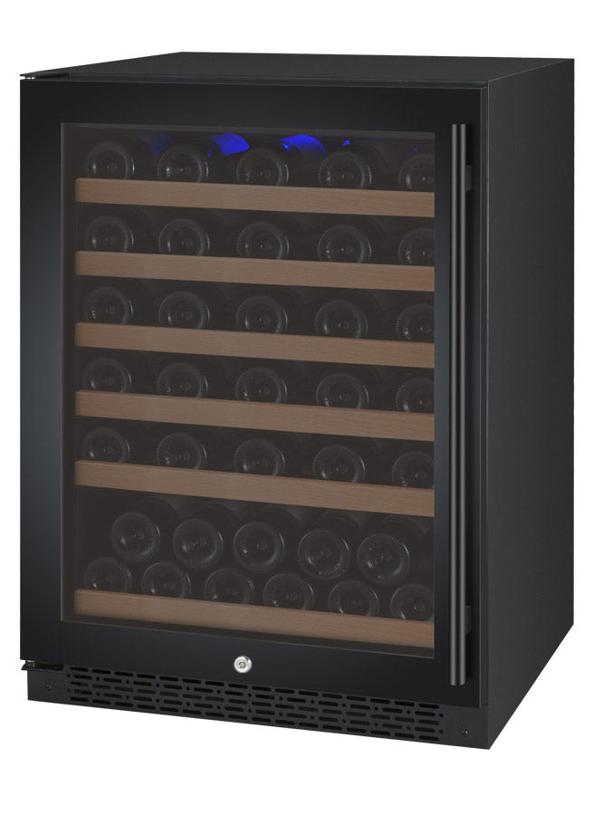 24" Wide FlexCount II Tru-Vino 56 Bottle Single Zone Black Left Hinge Wine Refrigerator - Allavino VSWR56-1BL20 - Allavino - Wine Fridge Pros