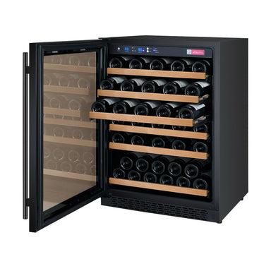 24" Wide FlexCount II Tru-Vino 56 Bottle Single Zone Black Left Hinge Wine Refrigerator - Allavino VSWR56-1BL20 - Allavino - Wine Fridge Pros