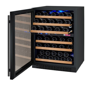 24" Wide FlexCount II Tru-Vino 56 Bottle Dual Zone Black Left Hinge Wine Refrigerator - Allavino VSWR56-2BL20 - Allavino - Wine Fridge Pros