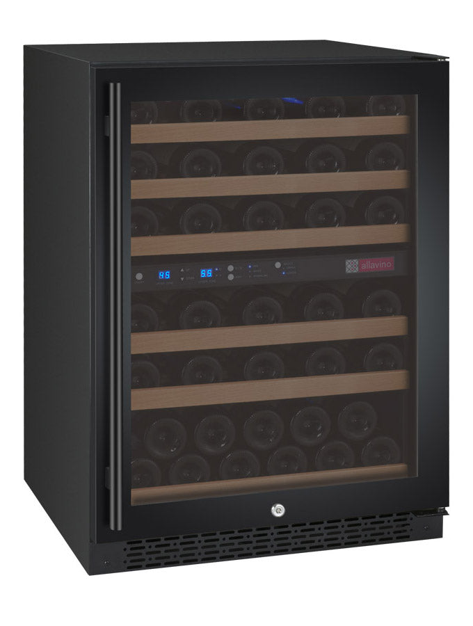 24" Wide FlexCount II Tru-Vino 56 Bottle Dual Zone Black Right Hinge Wine Refrigerator - Allavino VSWR56-2BR20 - Allavino - Wine Fridge Pros